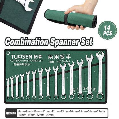 14-Piece Metric Spanner Set with Roll Bag 8mm to 24mm