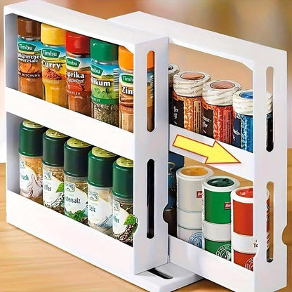 Rotating 2-Tier Spice Rack Kitchen Organizer for Easy Storage