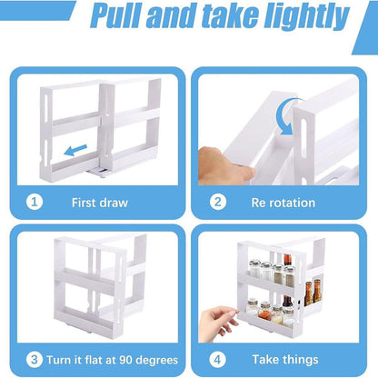 Rotating 2-Tier Spice Rack Kitchen Organizer for Easy Storage