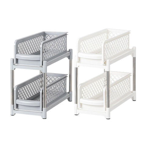 Premium Kitchen Sink Storage Rack - Plastic Drawer Organizer Shelf - Grey - SuperSaverAU - view 2