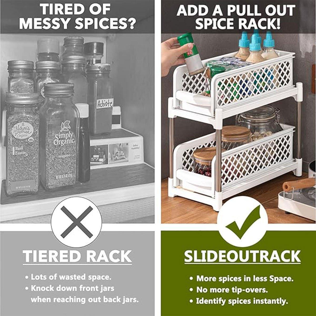 Premium Kitchen Sink Storage Rack - Plastic Drawer Organizer Shelf - Grey