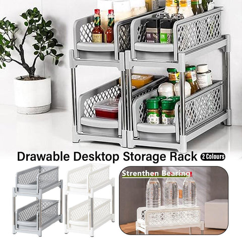 Premium Kitchen Sink Storage Rack - Plastic Drawer Organizer Shelf - White - SuperSaverAU - view 1