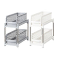 Premium Kitchen Sink Storage Rack - Plastic Drawer Organizer Shelf - White - SuperSaverAU - view 2