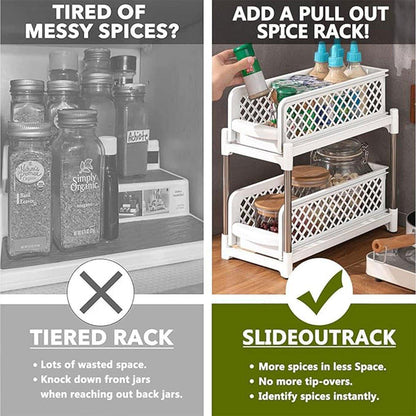 Premium Kitchen Sink Storage Rack - Plastic Drawer Organizer Shelf - White