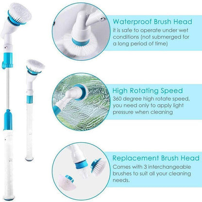 V528 Spin Scrubber Electric Cordless Cleaning Brush with 3 Brush Heads, 55x14x8.5cm