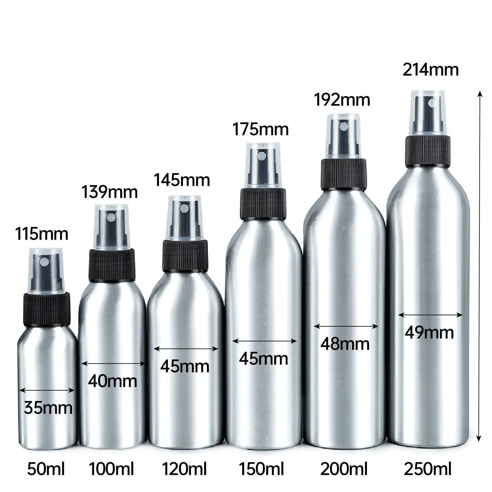 Premium 10pcs 150ml Aluminium Fine Mist Spray Bottles Refillable Travel Sprayers