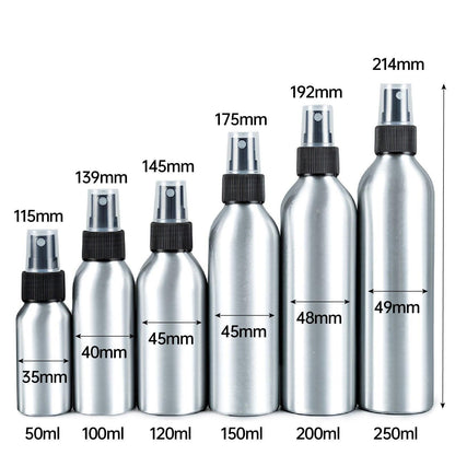 10pcs Refillable Aluminum Spray Bottles - 200ml - Premium