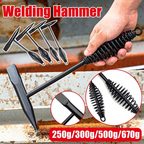 Premium Welding Chipping Hammer with Spring Handle - Black, 670g