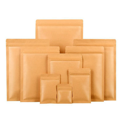 250 Pack Kraft Paper Mylar Resealable Pouches - 14x20cm