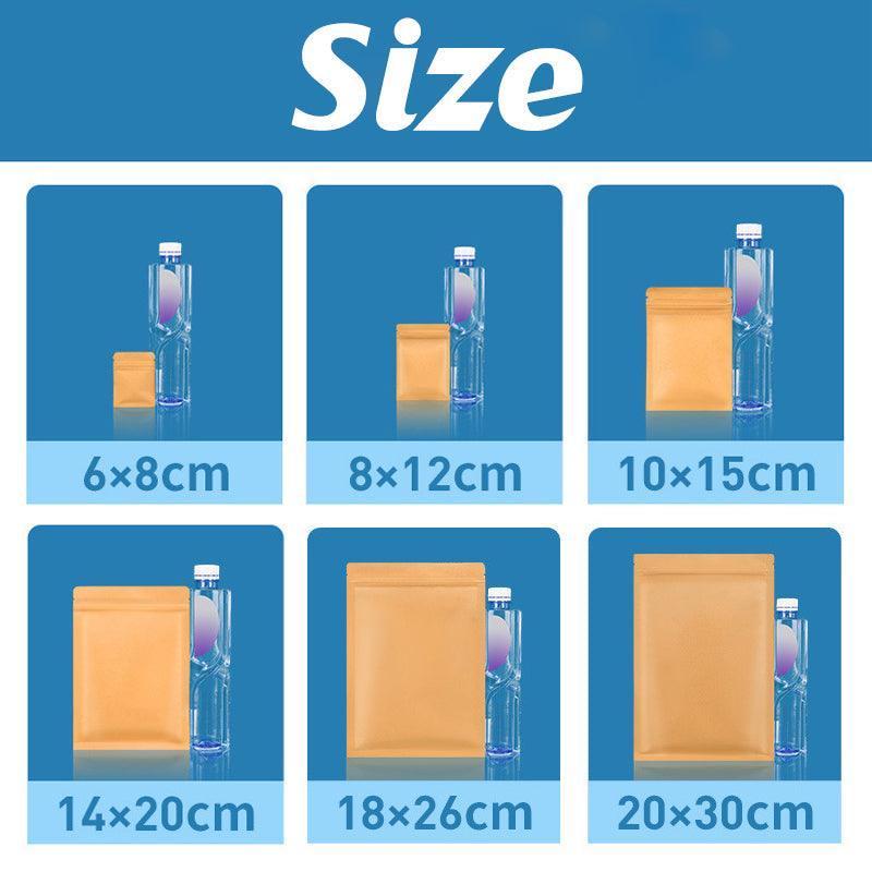 250 Pack Kraft Paper Mylar Resealable Pouches - 14x20cm