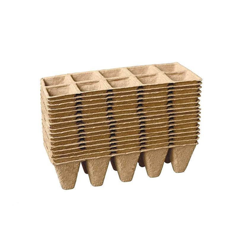 Biodegradable Paper Pulp Cup Garden Plant Nursery Tray - 250x 10Grids, 20.5x8x4.5cm - SuperSaverAU - view 1