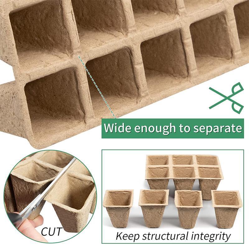 Biodegradable Paper Pulp Cup Garden Plant Nursery Tray - 250x 10Grids, 20.5x8x4.5cm - SuperSaverAU - view 2