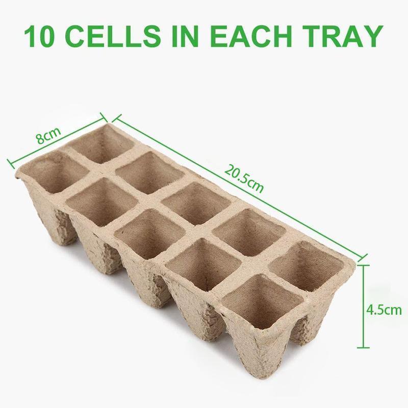 Biodegradable Paper Pulp Cup Garden Plant Nursery Tray - 250x 10Grids, 20.5x8x4.5cm - SuperSaverAU - view 3