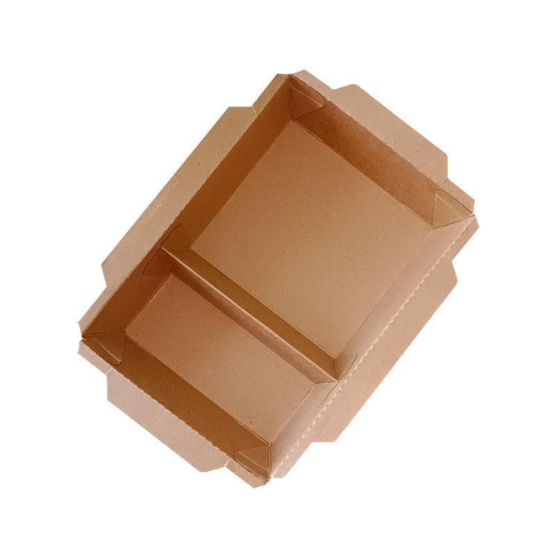 200PCS Kraft Paper Lunch Boxes - 900ml Takeaway Food Containers with PET Lid