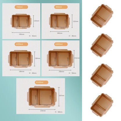200PCS Kraft Paper Lunch Boxes - 900ml Takeaway Food Containers with PET Lid