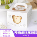 30PCS Bear Portable Cake Boxes Display Window Packing Case Party with Handle Birthday - 4 inch - SuperSaverAU - view 1