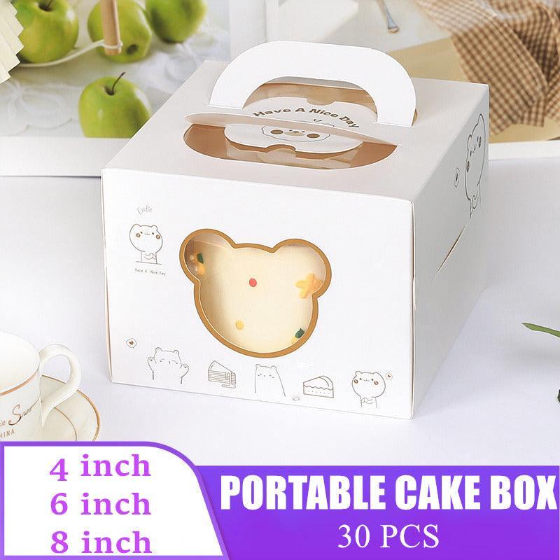 30PCS Bear Portable Cake Boxes Display Window Packing Case Party with Handle Birthday - 4 inch - SuperSaverAU - view 1