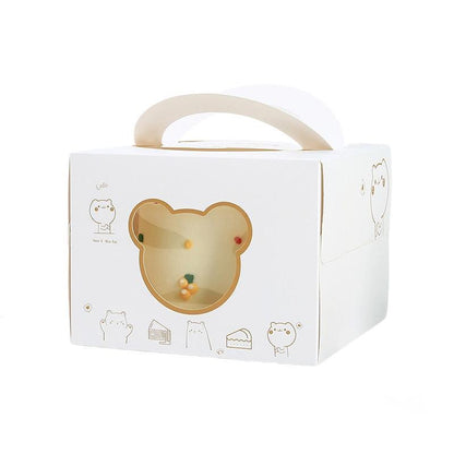 30PCS Bear Portable Cake Boxes Display Window Packing Case Party with Handle Birthday - 4 inch