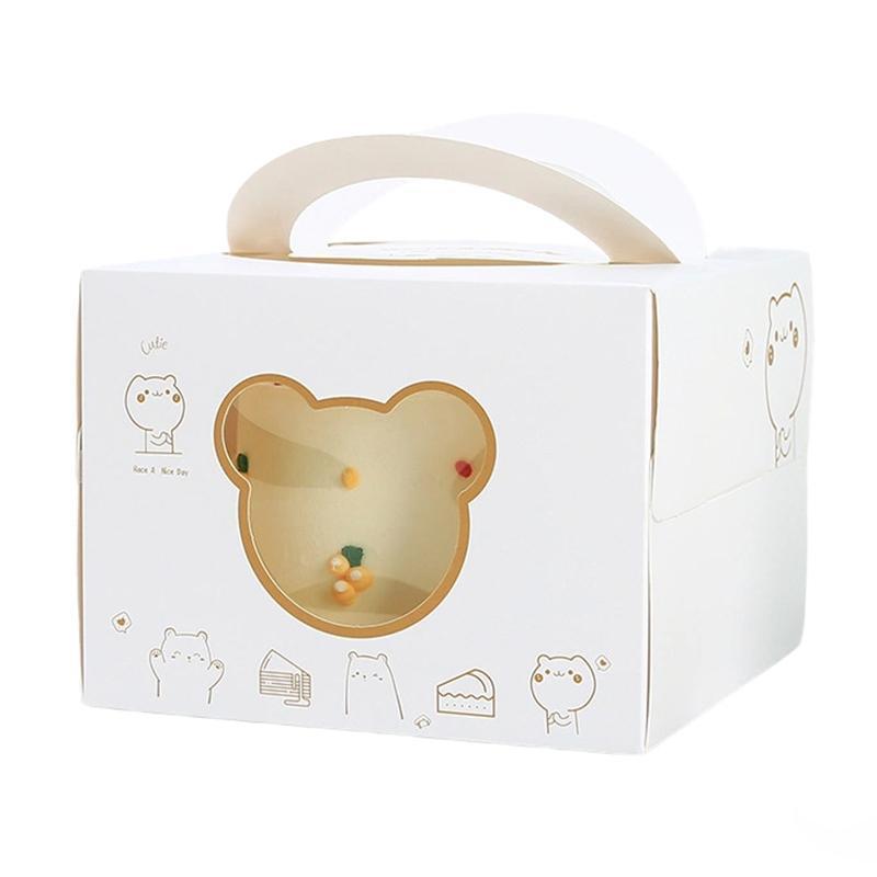 30PCS Bear Portable Cake Boxes Display Window Packing Case Party with Handle Birthday - 6 inch - SuperSaverAU - view 3