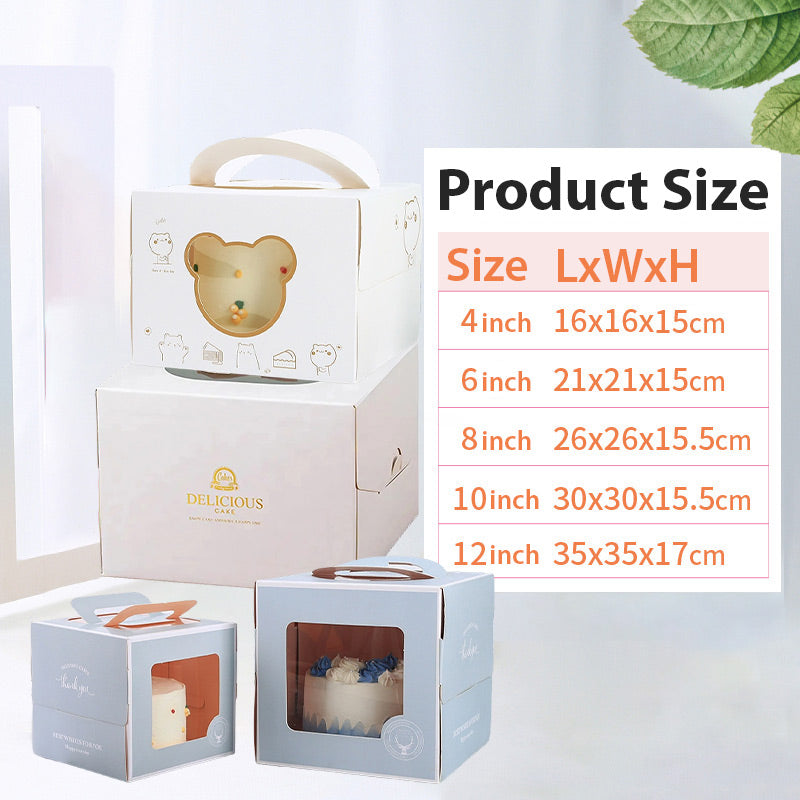 30PCS Grey Portable Cake Boxes Display Window Packing Case with Handle Birthday - 6 inch - SuperSaverAU - view 3