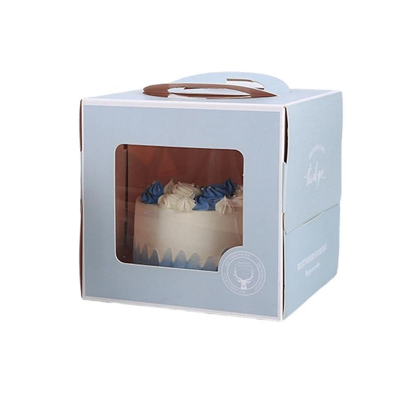 30PCS Grey Portable Cake Boxes Display Window Packing Case with Handle Birthday - 6 inch