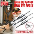 Premium 3 Piece Square Hole Mortising Drill Bit Set - 6.4, 8 & 12.7mm