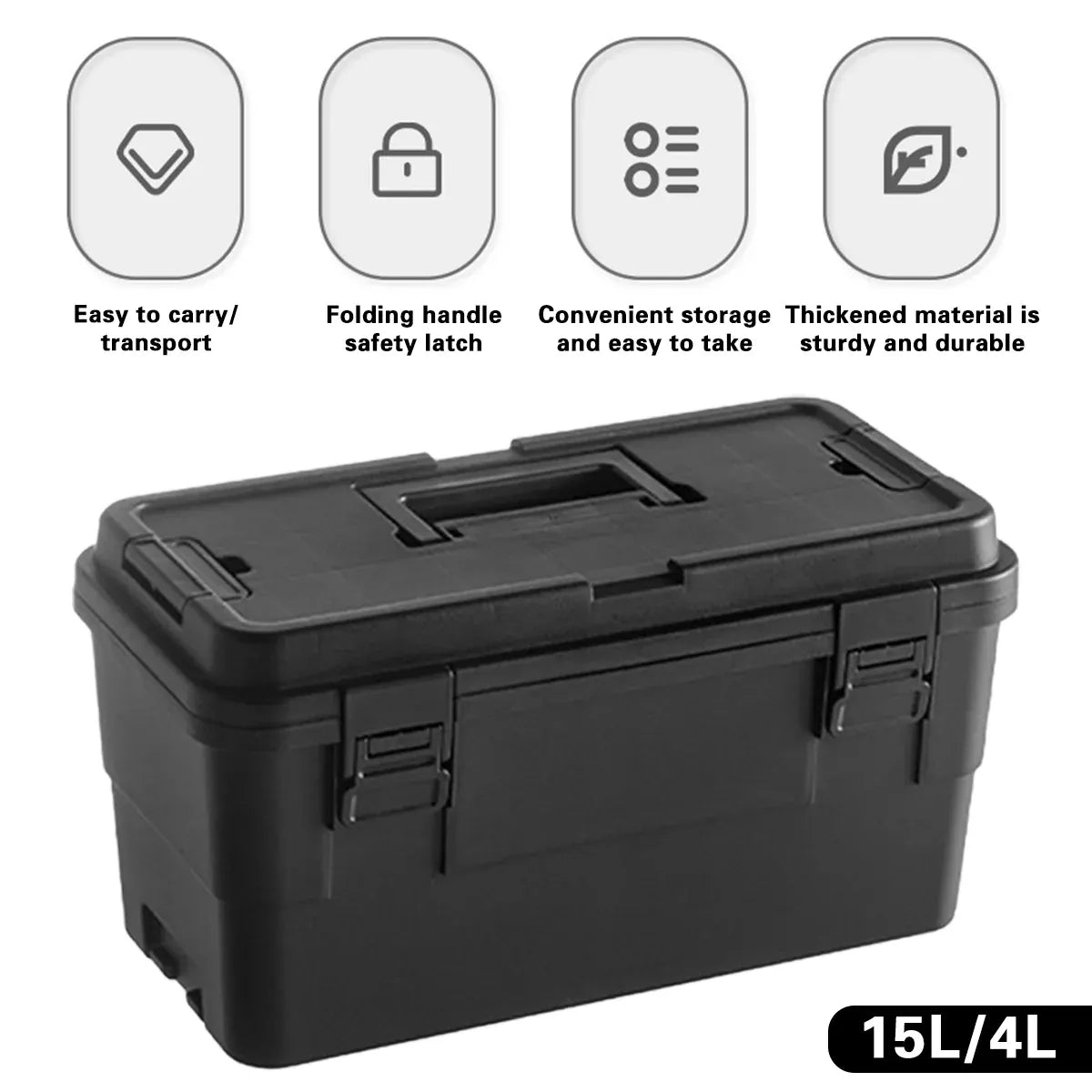 Premium Multi Function Stackable Toolbox with Dividers - Black, 4L