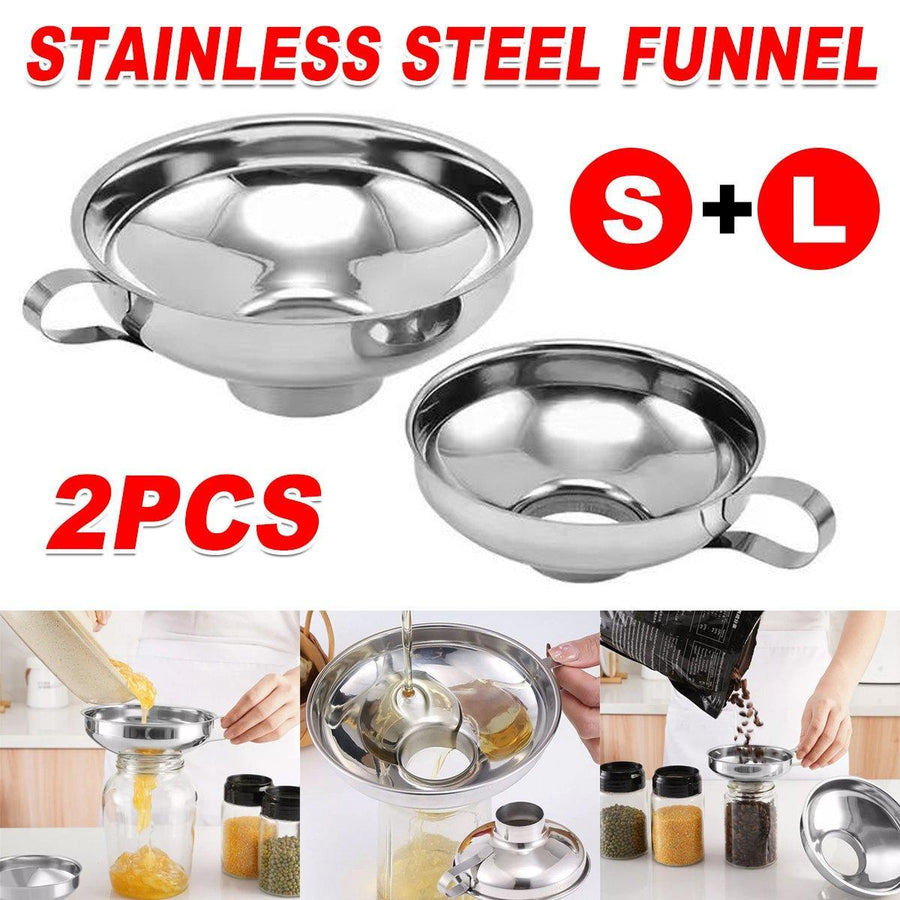 Premium Stainless Steel Wide Mouth Funnel Set – 2 Piece