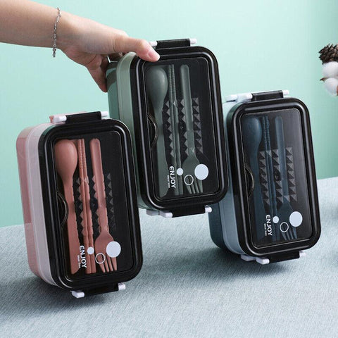 Bento Box Lunch Containers Food Microwave Stainless Portable Dinnerware Au - Blue - SuperSaverAU - view 2
