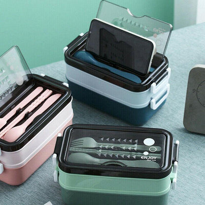 Bento Box Lunch Containers Food Microwave Stainless Portable Dinnerware Au - Blue