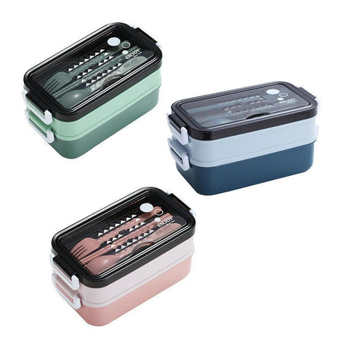 Bento Box Lunch Containers Food Microwave Stainless Portable Dinnerware Au - Green - SuperSaverAU - view 2