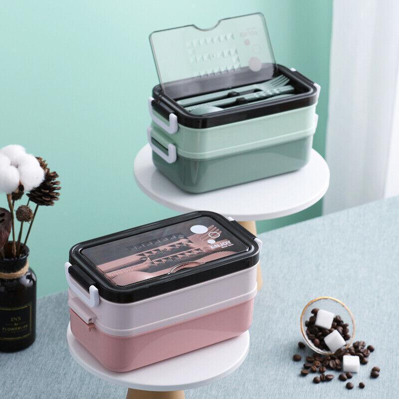 Bento Box Lunch Containers Food Microwave Stainless Portable Dinnerware Au - Green - SuperSaverAU - view 4