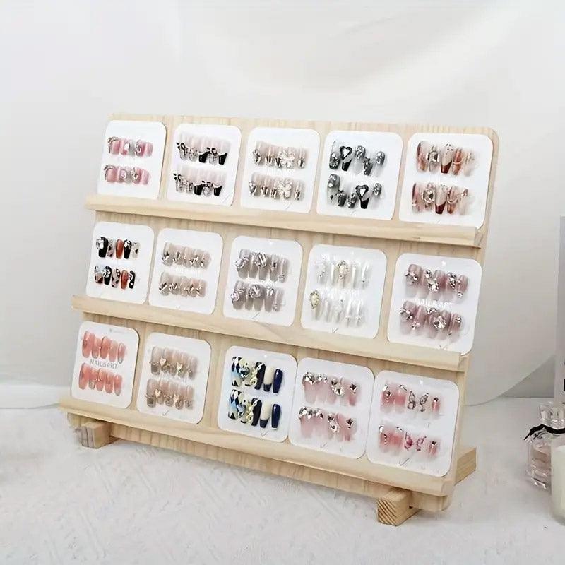 Wooden Earrings Display Rack Multi Tier Jewelry Stand Organizer Earrings Holder - 3-Tier - SuperSaverAU - view 5