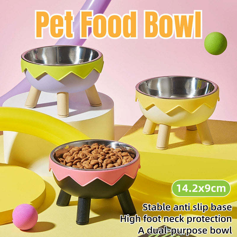 Premium Eggshell Raised Pet Bowl with Stainless Steel Insert - Green