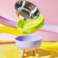 Premium Eggshell Raised Pet Bowl with Stainless Steel Insert - Green