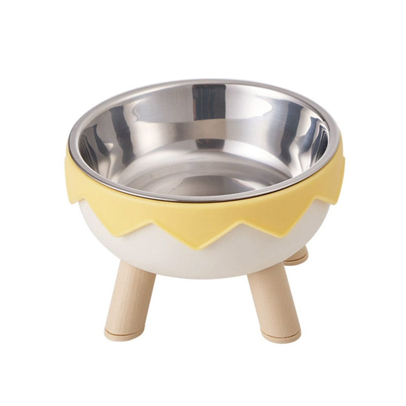 Premium Eggshell Raised Pet Bowl with Stainless Steel Insert - Green