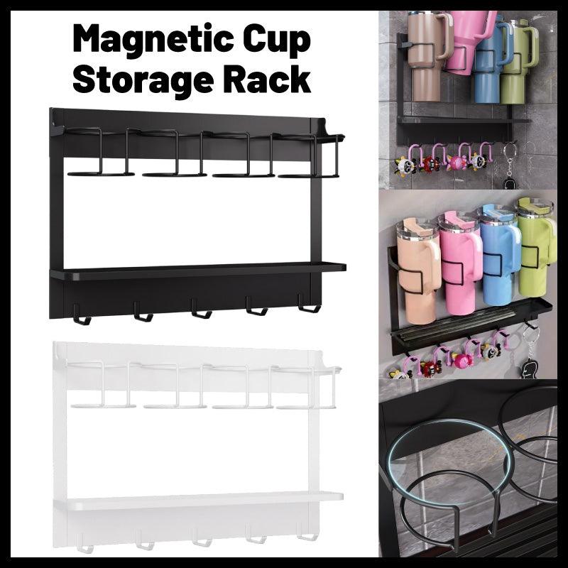 Magnetic Cup Holder Storage Rack - 44x11x29.5 cm - Space-Saving Organizer - White - SuperSaverAU - view 1