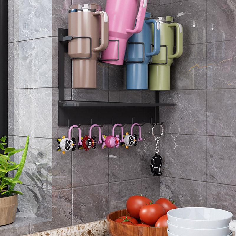 Magnetic Cup Holder Storage Rack - 44x11x29.5 cm - Space-Saving Organizer - White - SuperSaverAU - view 4