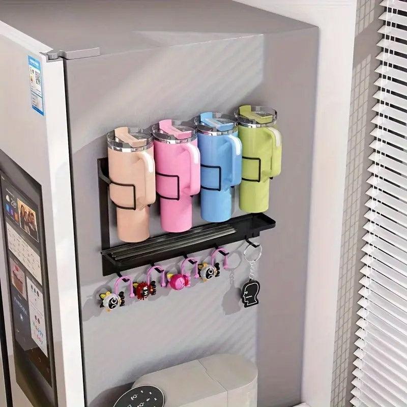 Magnetic Cup Holder Storage Rack - 44x11x29.5 cm - Space-Saving Organizer - White - SuperSaverAU - view 5