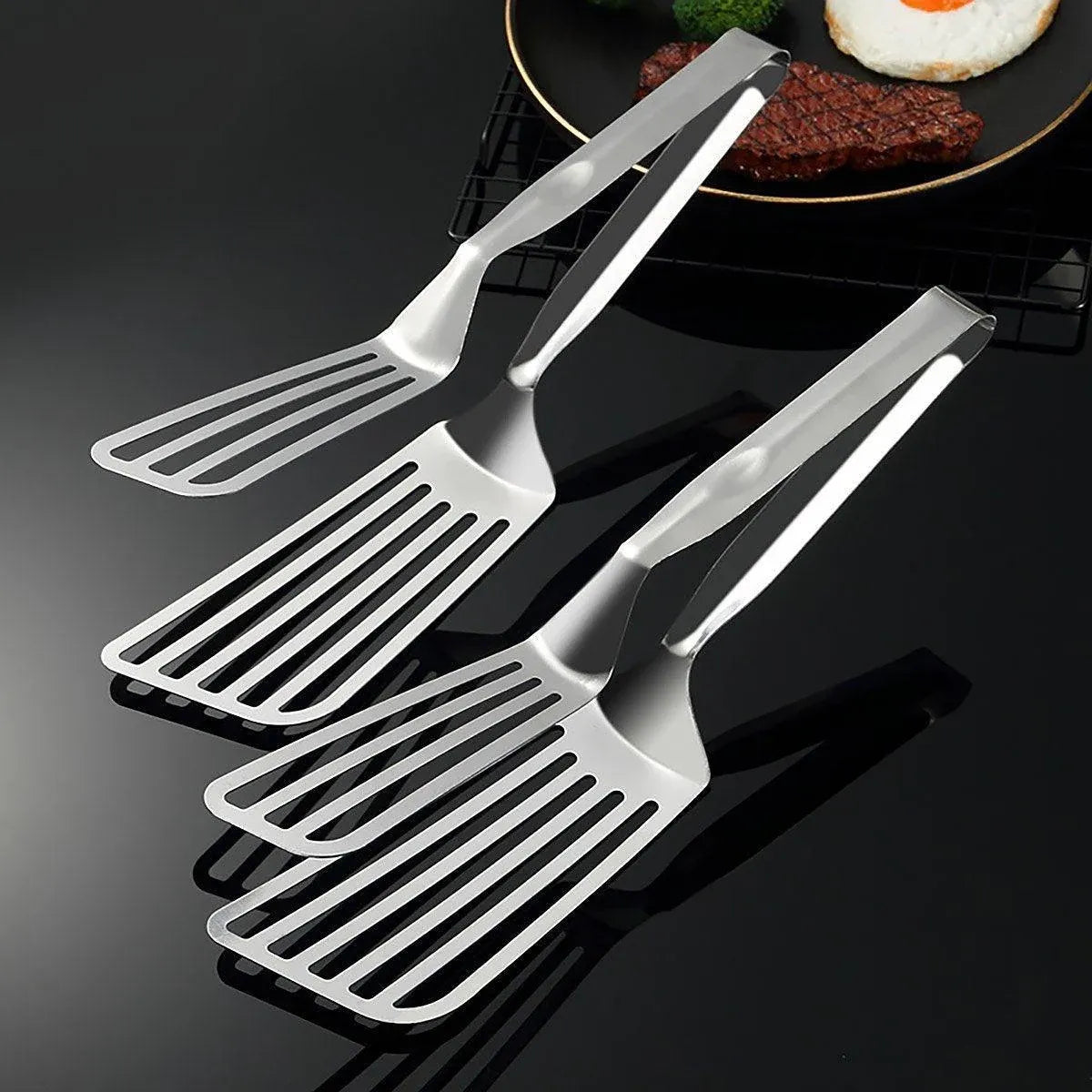 Premium Stainless Steel Steak Tongs – 35cm Hollow Design