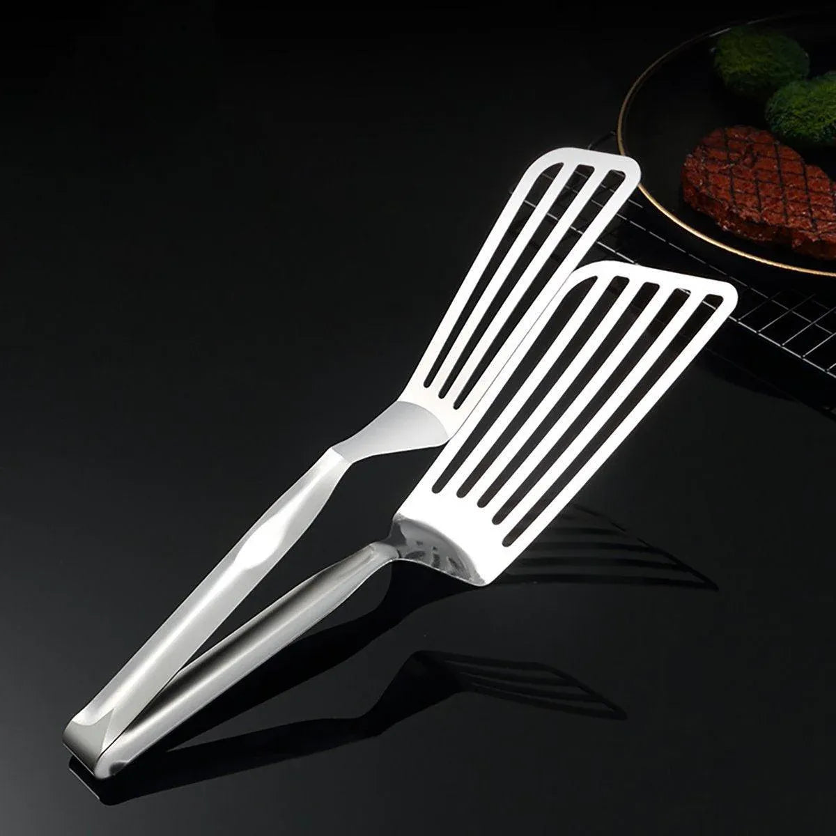 Premium Stainless Steel Steak Tongs – 35cm Hollow Design