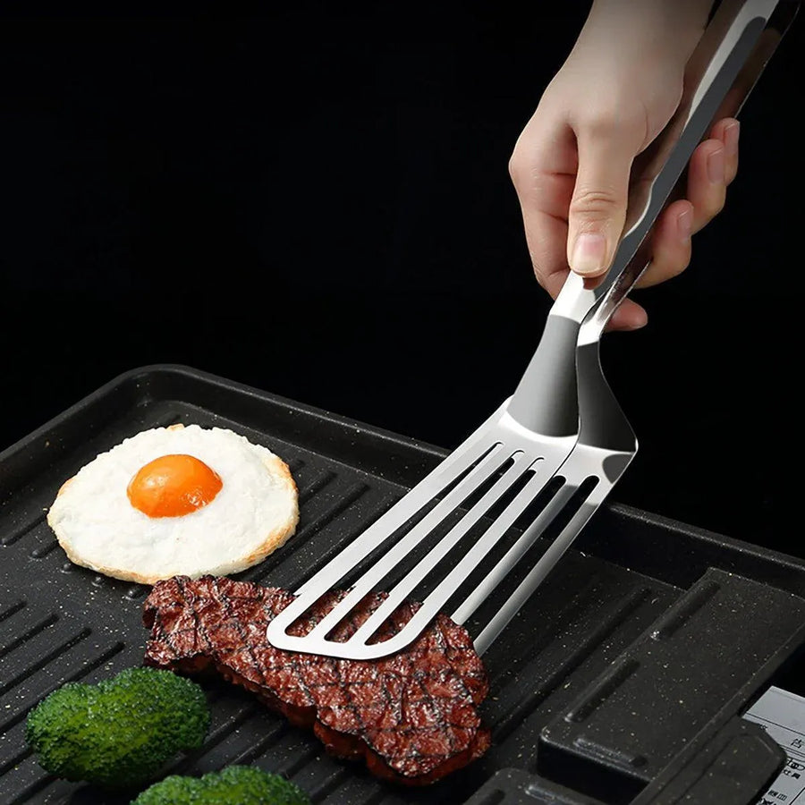 Premium Stainless Steel Steak Tongs – 35cm Hollow Design
