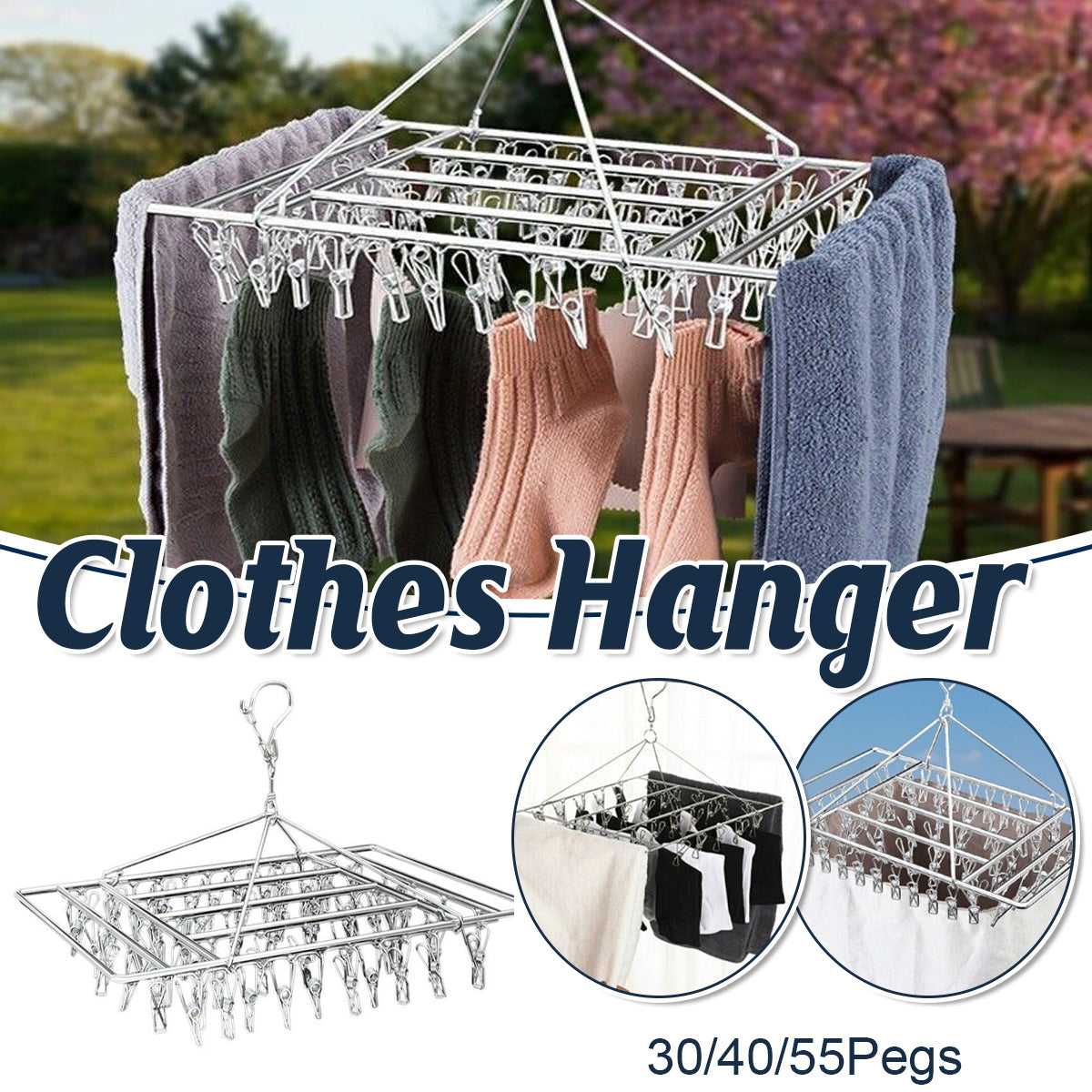Premium Stainless Steel Laundry Dryer Hanger – 40 Pegs