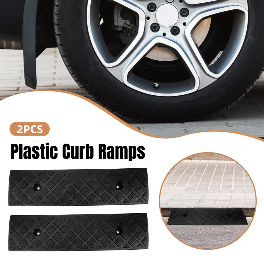 Premium 2pcs Black Plastic Threshold Ramp Pads for Doorways Driveways and Kerbs
