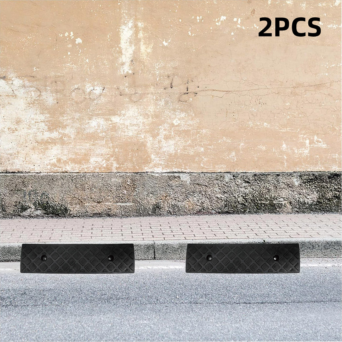 Premium 2pcs Black Plastic Threshold Ramp Pads for Doorways Driveways and Kerbs