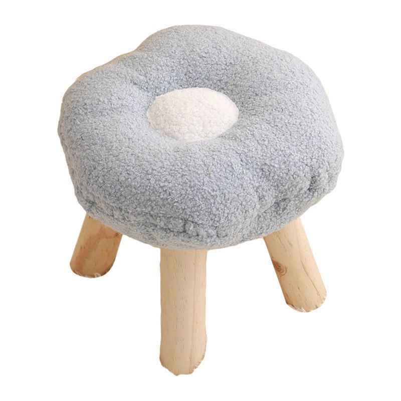 Blue Flower-Shaped Short Stool for Living Room or Entryway