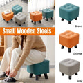 Premium Green Small Shoe Changing Stool Solid Wood Leather Low Seat