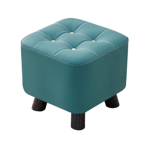 Premium Green Small Shoe Changing Stool Solid Wood Leather Low Seat