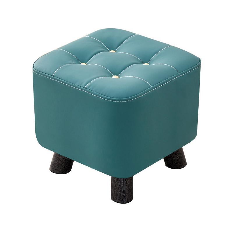 Premium Green Small Shoe Changing Stool Solid Wood Leather Low Seat