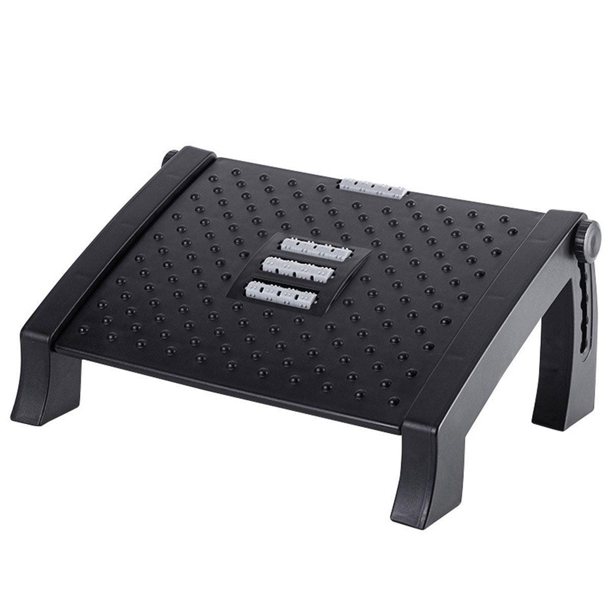 Premium Grey Adjustable Office Foot Rest Pedal Stool with Massage Rollers